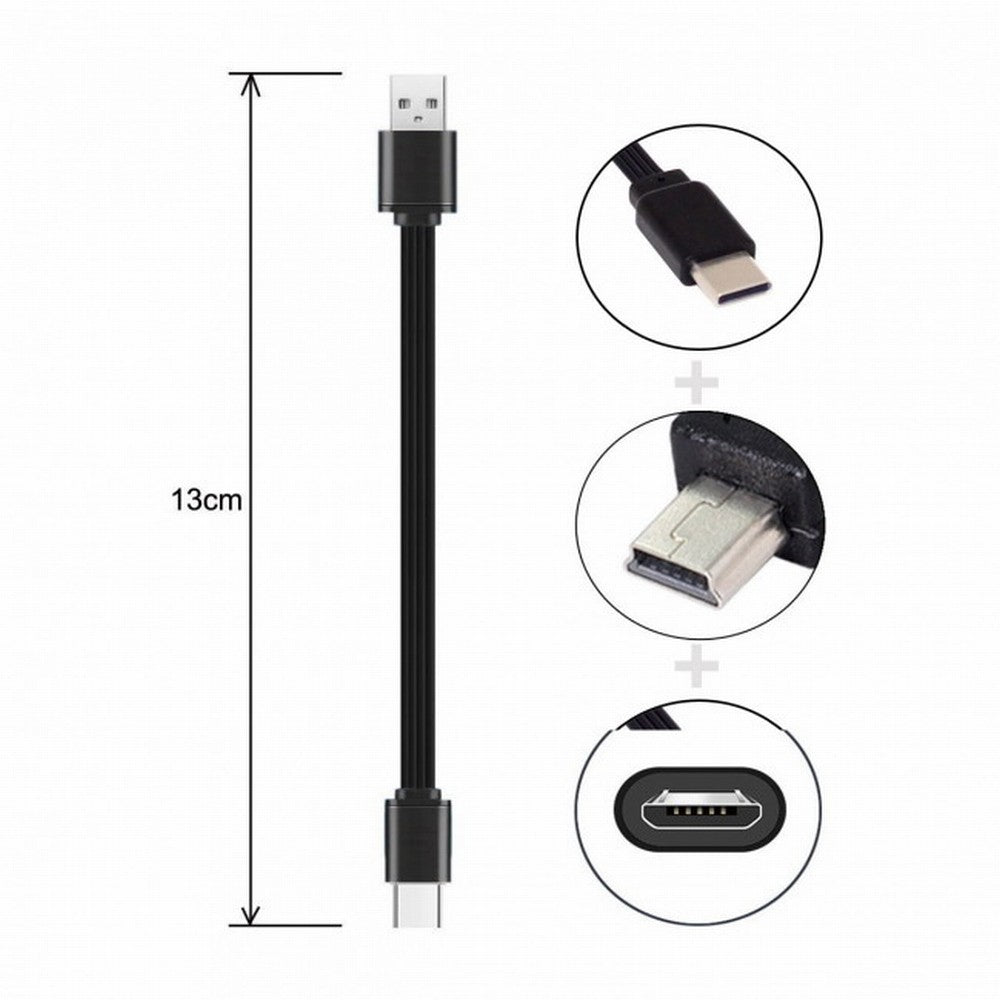 3pcs/lot 13cm USB 2.0 Type-A to Mini Micro USB Type-C Male Data Flat Slim FPC Cable for FPV Disk Phone U2-036-BK+U2-042-BK+UC-096-BK
