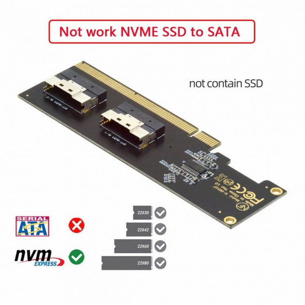 Dual Slimline SFF-8654 8X 4 NVME to PCIE Express 3.0 4.0 Raid Card VROC Raid0 Hyper Adapter SA-016-2P