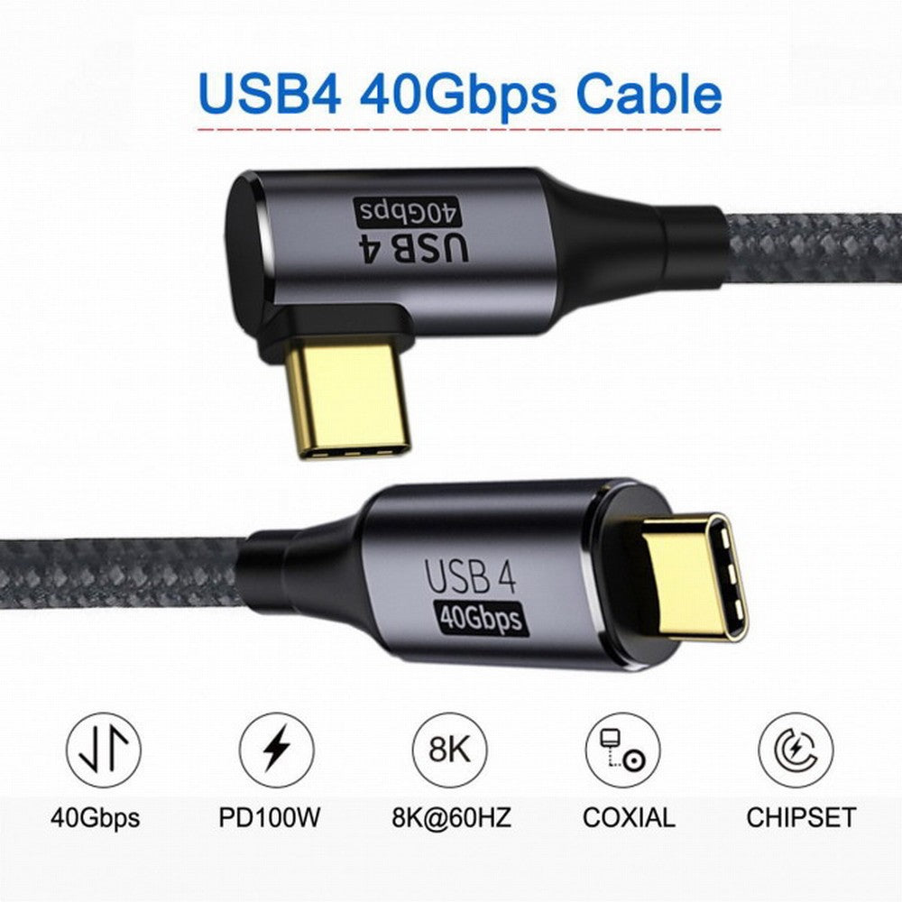 Angled USB4 Cable 40Gbps with 100W Charging and 8K@60Hz 5K@60Hz USB4.0 Compatible with Thunderbolt3/4 CC-UC-076-RI