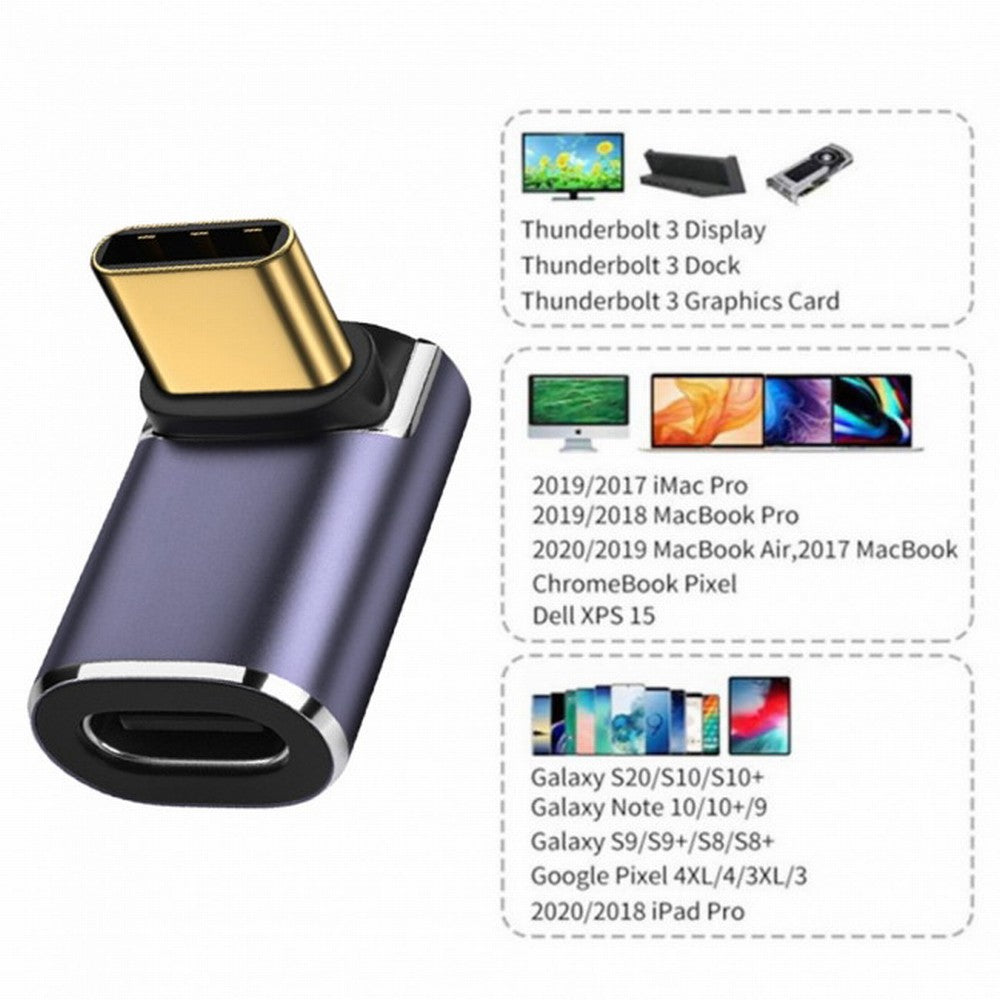 40Gbps USB4 Type C Male to Female 90 Degree Up Down Angled 100W Power Data 8K Video Adapter for Laptop Phone UC-026-UP