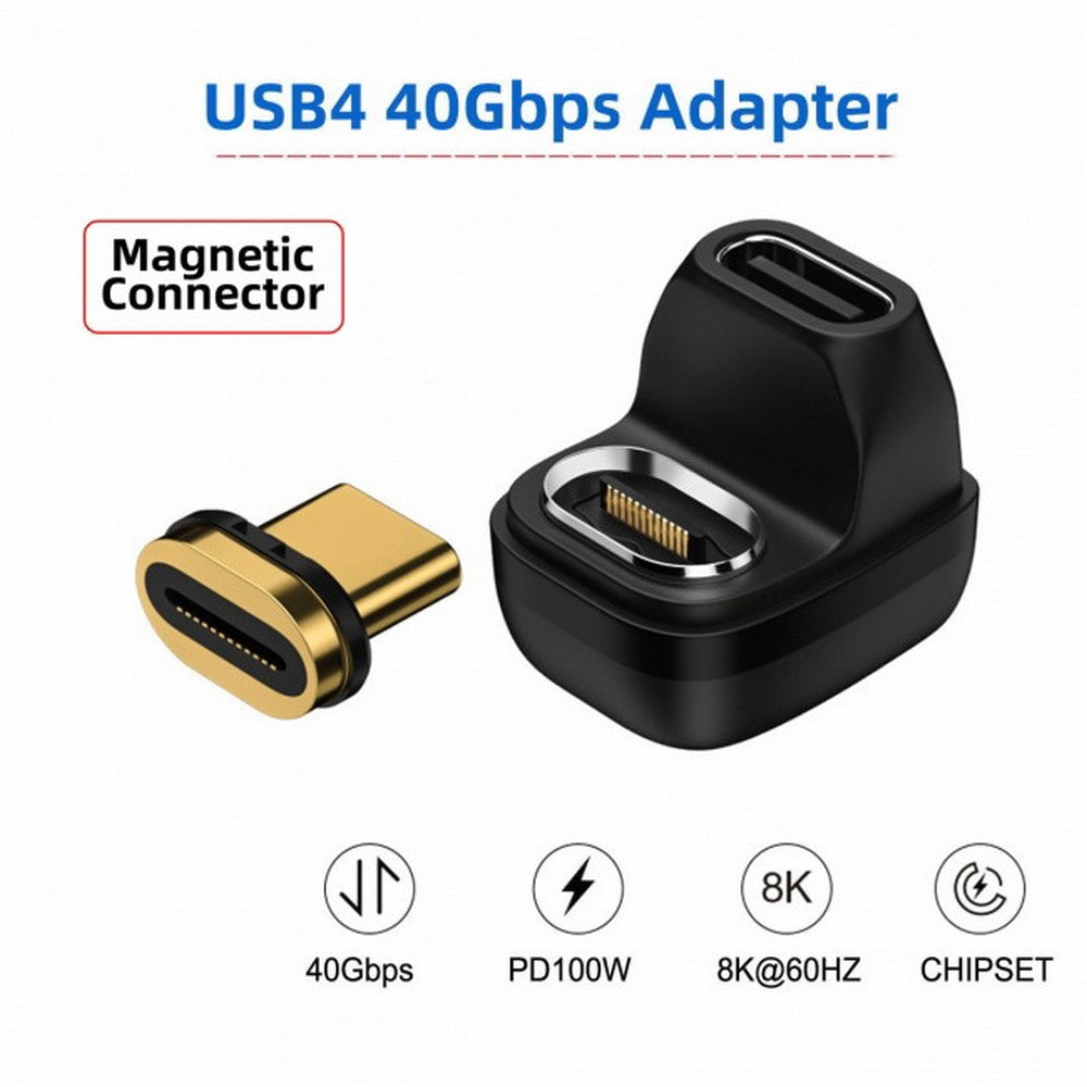 Magnetic Connector 40Gbps USB4 Type C Male to Female Opposite U Shape Back Angled 100W Power Data 8K Video Adapter for Laptop Phone UC-028-OS
