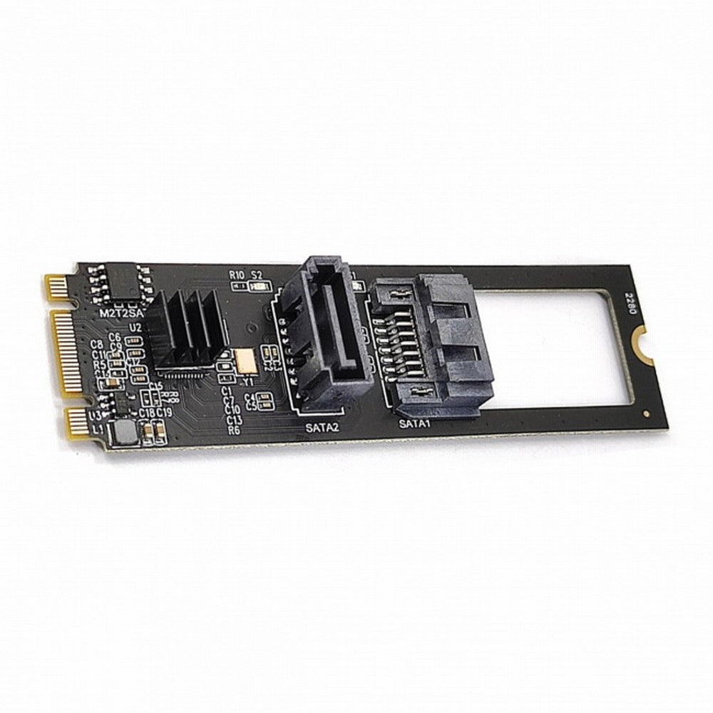 NGFF Key B+M PCI Express to SATA 3.0 6Gbps Dual Ports Vertical Horizontal Adapter Converter Hard Drive Extension Card JMB582 2280 SA-044