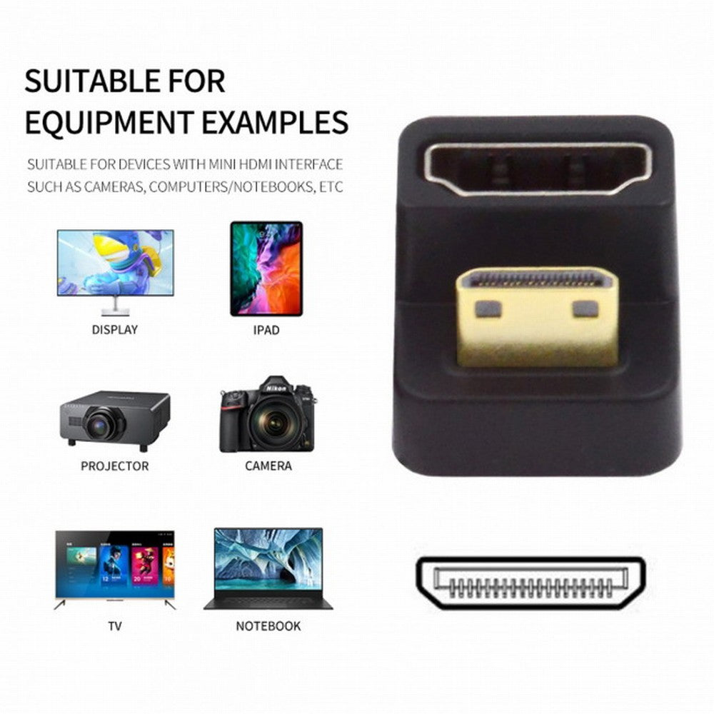 360 Degree Down Opposite U Shape Back Angled Mini HDMI 1.4 Male to HDMI Female Extension Adapter Converter HD-001-DN