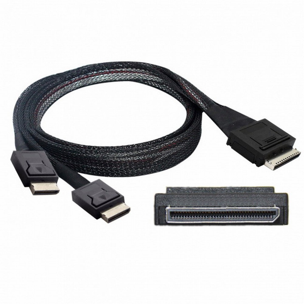 OCuLink PCIe PCI-Express SFF-8611 8x 8-Lane to Dual SFF-8611 Oculink 4x SSD Data Active Cable 50cm SF-054