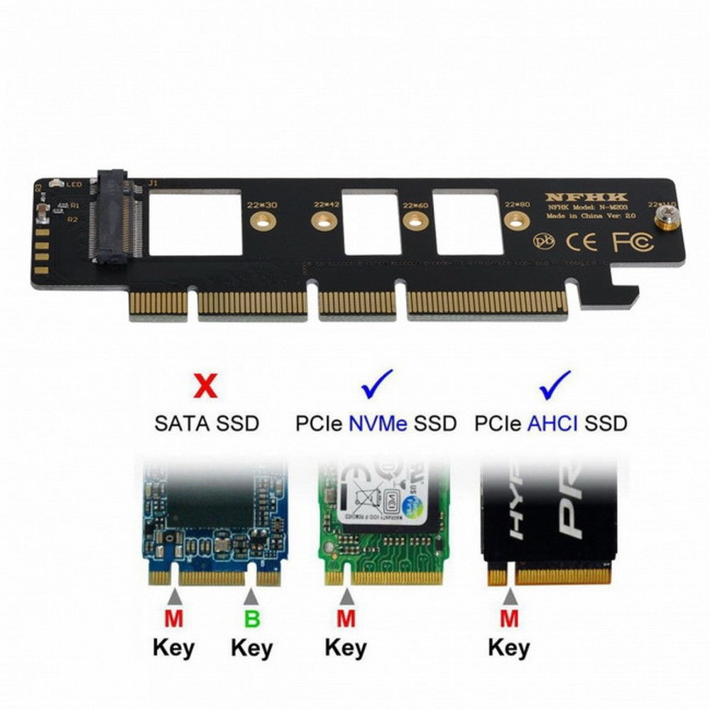 NGFF M.2 M-key NVME AHCI SSD to PCI-E 3.0 16x 4x Adapter for 110mm 80mm SSD SA-021