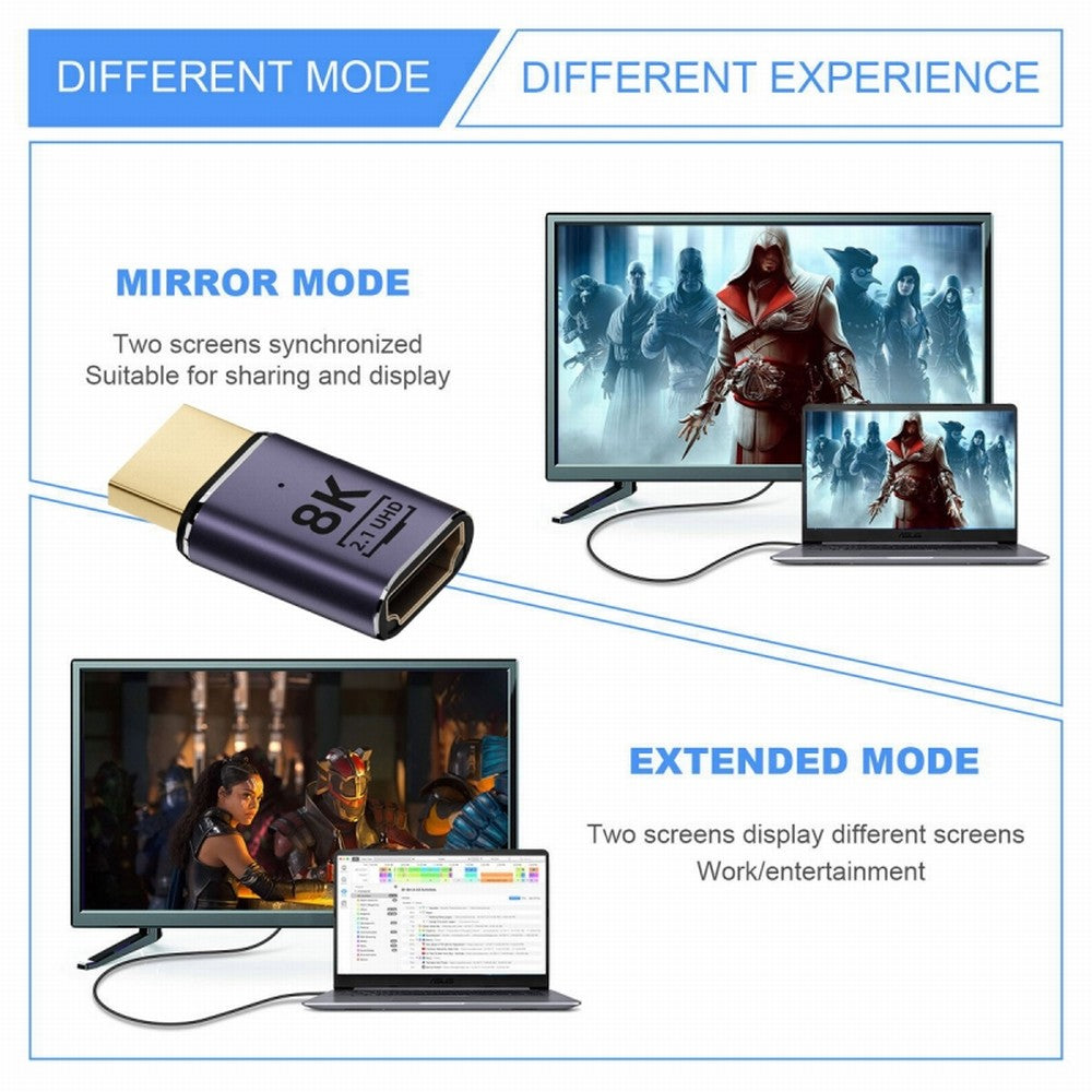 HDMI Male to HDMI 2.1 Female UHD Extension Gold Converter Adapter Support 8K 60hz HDTV HD-011-A8K01