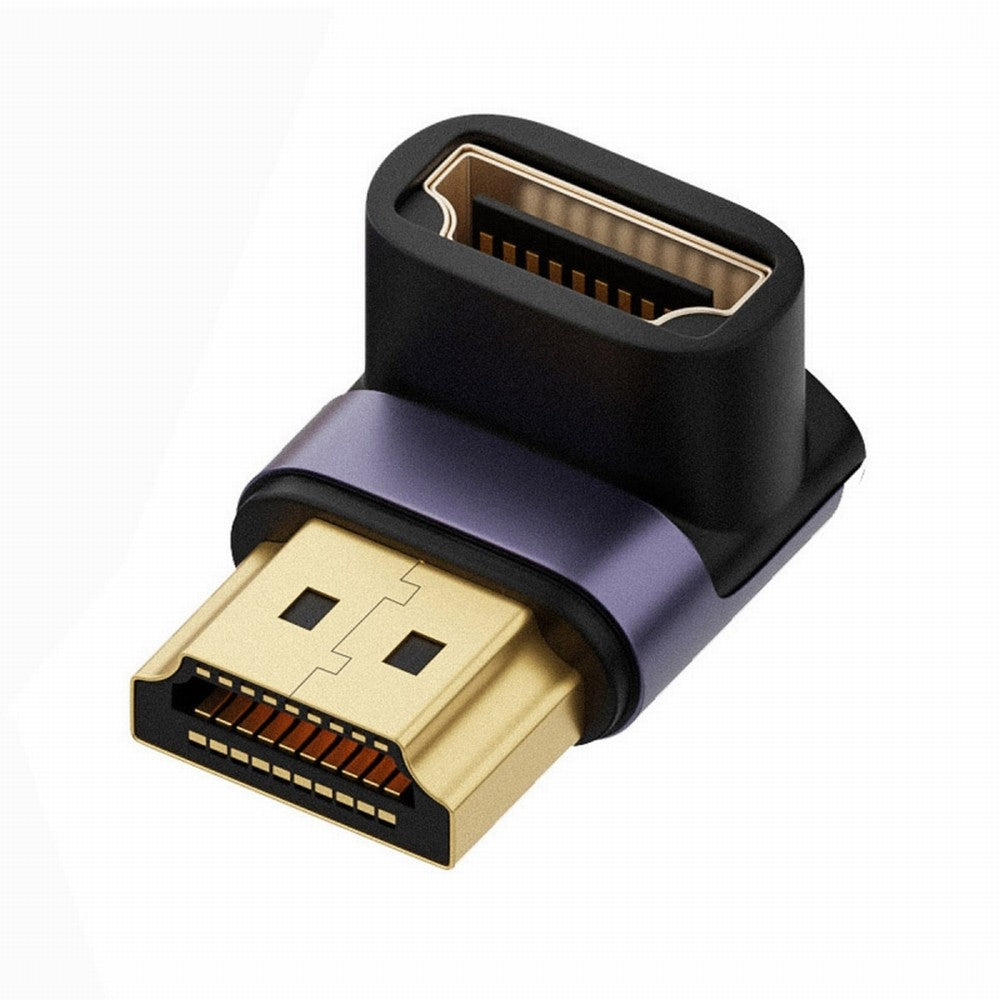 HDMI Male to HDMI 2.1 Female Vertical 90 Degree Down Angled UHD Extension Adapter Support 8K 60hz HDTV HD-011-A8K04