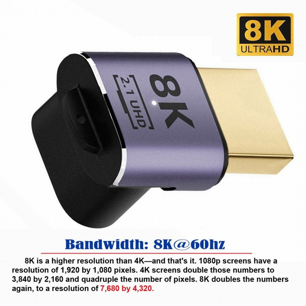 HDMI Male to HDMI 2.1 Female Vertical 90 Degree Down Angled UHD Extension Adapter Support 8K 60hz HDTV HD-011-A8K04