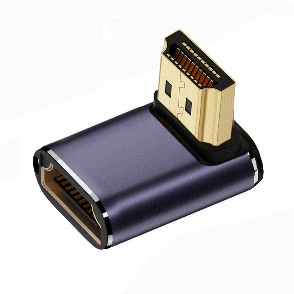 HDMI Male to HDMI 2.1 Female Vertical 90 Degree Down Angled Low Profile UHD Extension Adapter Support 8K 60hz HDTV HD-011-A8K07
