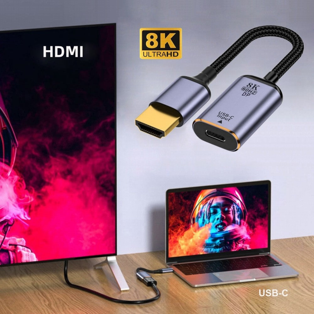 USB-C Type C Female Source to HDMI Sink HDTV Cable 8K@60hz 4K@120hz for Tablet Phone Laptop UC-038-H8K