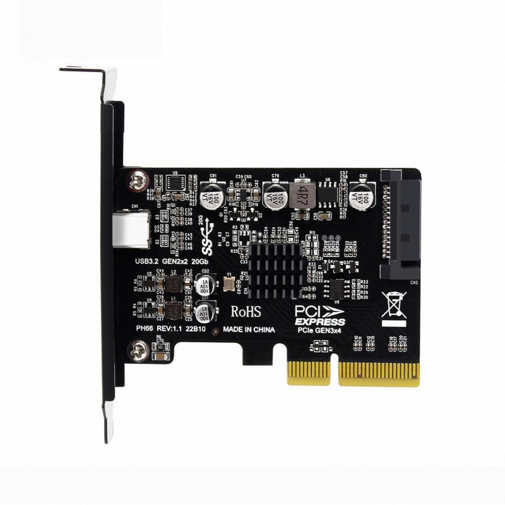 USB 3.2 Gen2 Type-C 20Gbps USB-C to PCI-E 4X Express Card Adapter for Desktop Motherboard UC-104-CF