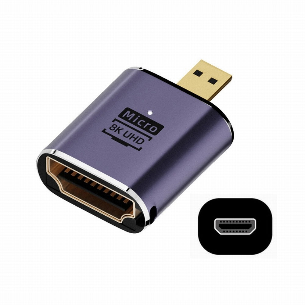 Micro HDMI Male to HDMI 2.1 Female UHD Extension Gold Converter Adapter Support 8K 60hz HDTV HD-023-D8K01