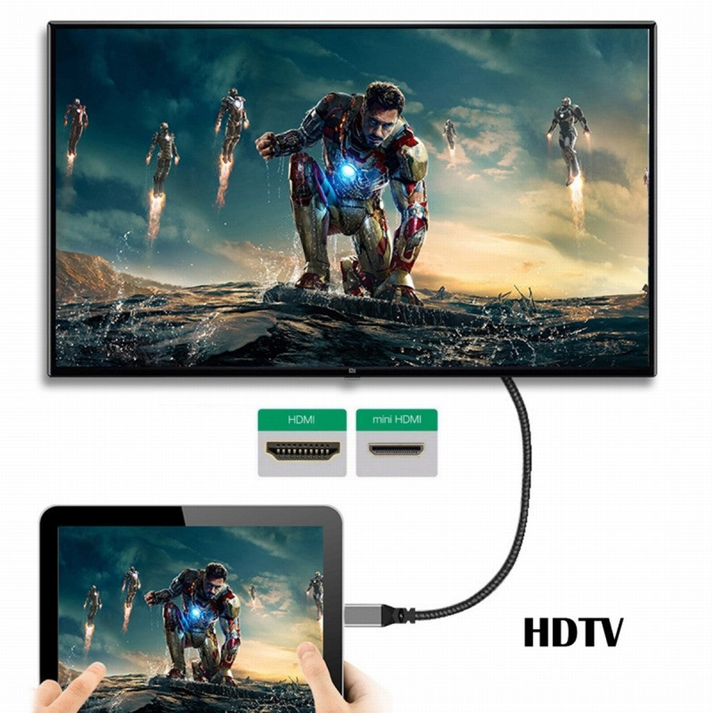 4K Type-C MINI HDMI 1.4 Male 90 Degree Left Angled to HDMI Female Extension Cable for DV MP4 Camera DC Laptop HD-004-LE