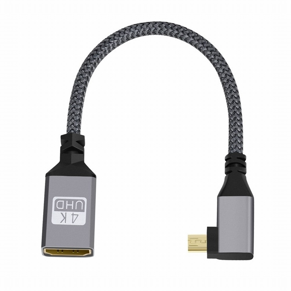 4K Type-D Micro HDMI 1.4 Male 90 Degree Left Angled to HDMI Female Extension Cable for DV MP4 Camera DC Laptop HD-012-LE