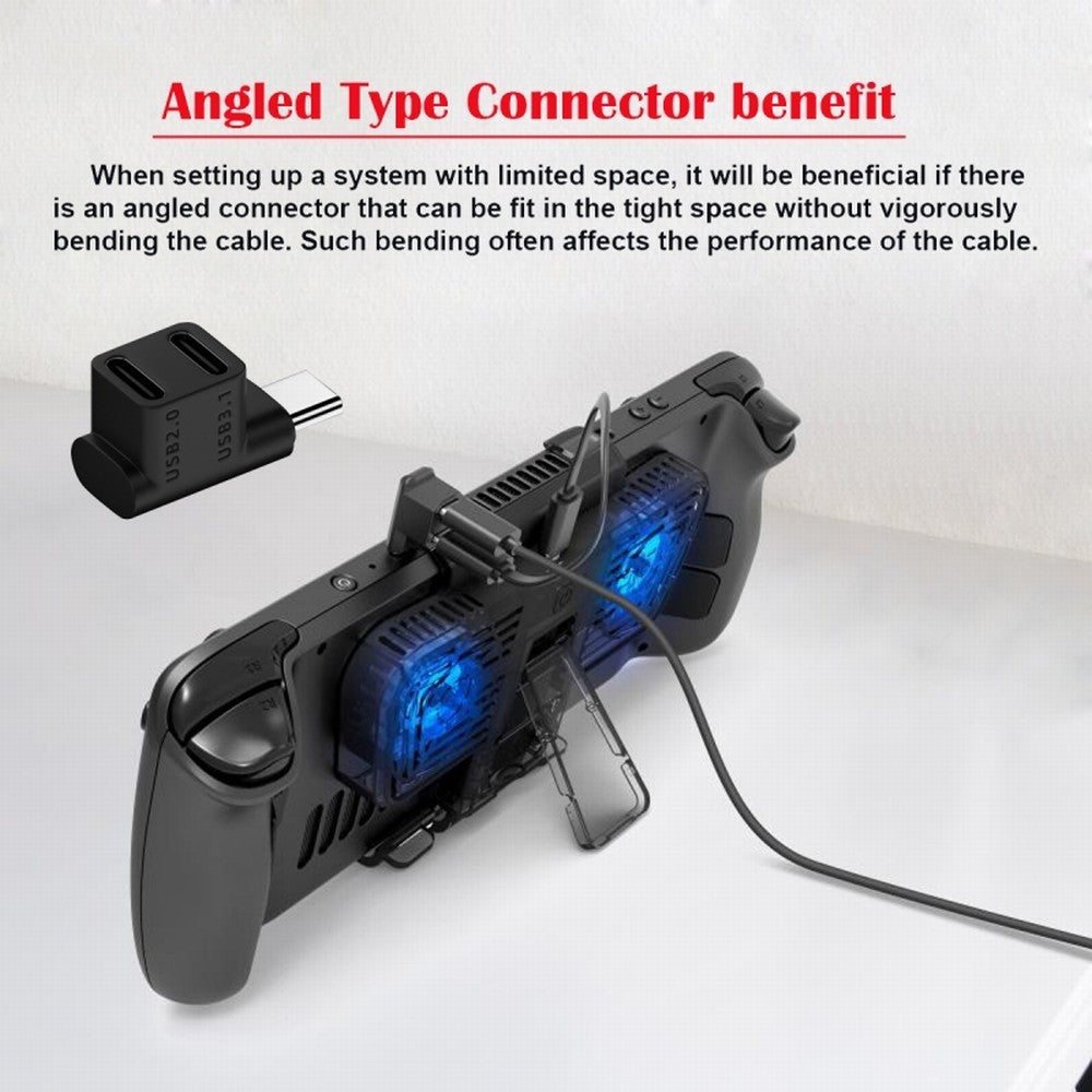 10Gbps USB3.1 Type C Male to Dual Female Power Data Splitter Adapter Up Angled Compatible with Steam Deck Laptop UC-068-2F