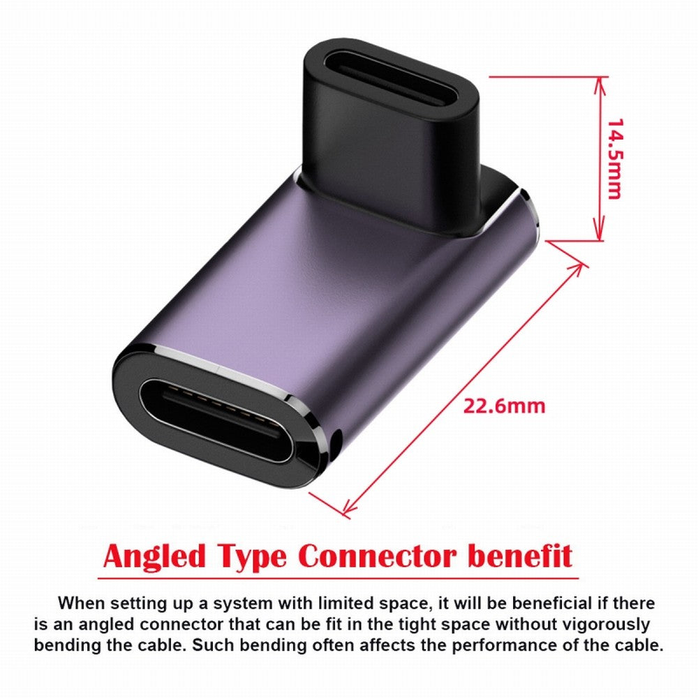 USB4 Type C Female to Female 240W Power 40Gbps Data 8K Video Adapter Up Down Angled for NS Phone Laptop UC-025-FE