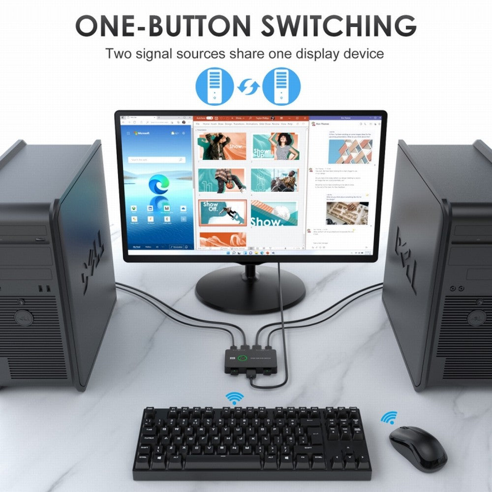 KVM USB 2.0 & HDMI 4K Switch Selector Dual PCs Sharing Monitor HDTV USB Port Keyboard Mouse Scanner Printer HD-005