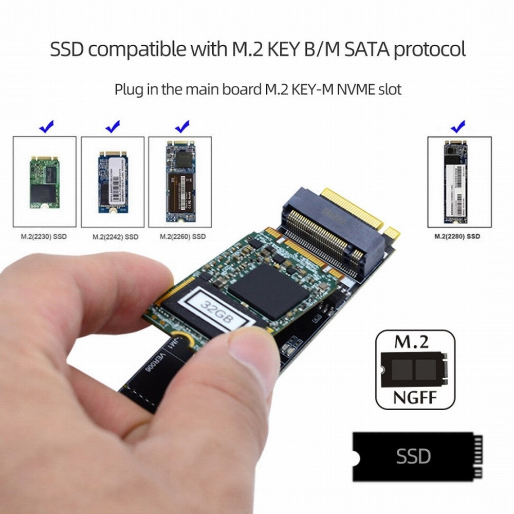 SATA NGFF Key B+M SSD to NVME M-key Motherboard Desktop Adapter Converter SSD Card JMB582 2280 SA-050