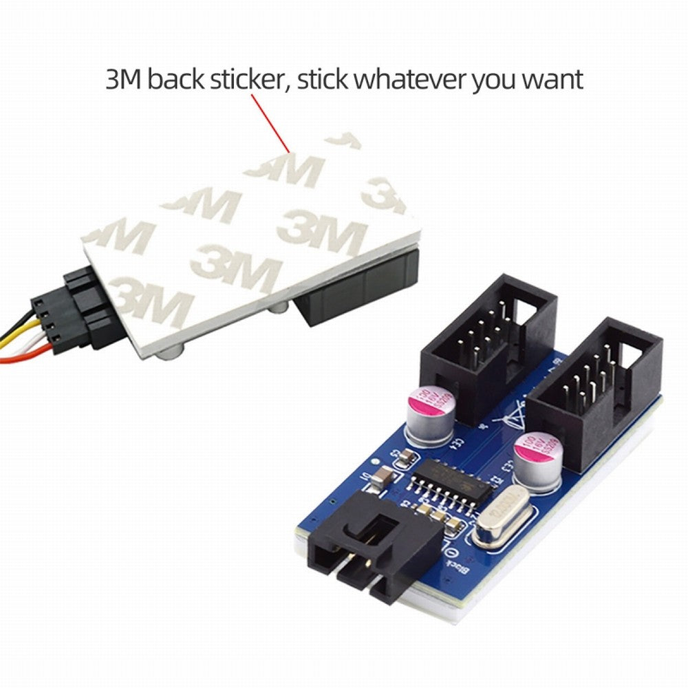 USB 2.0 Type-A Male 1 to 2 Female Motherboard 9pin Header Extension HUB Connector Adapter Port Multilier U2-066