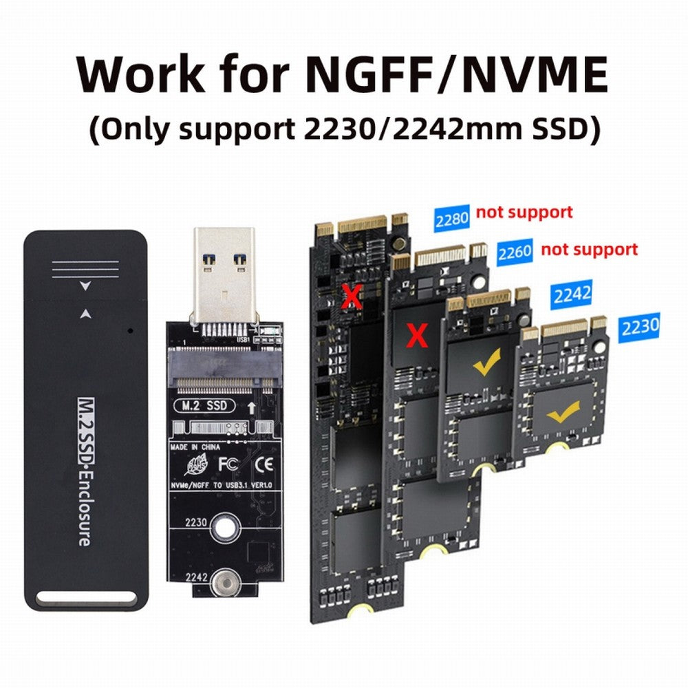 USB 3.0 to 2230 2242 NVME M-key M.2 NGFF SATA SSD External PCBA Case Adapter RTL9210B Chipset U3-057-2242MM