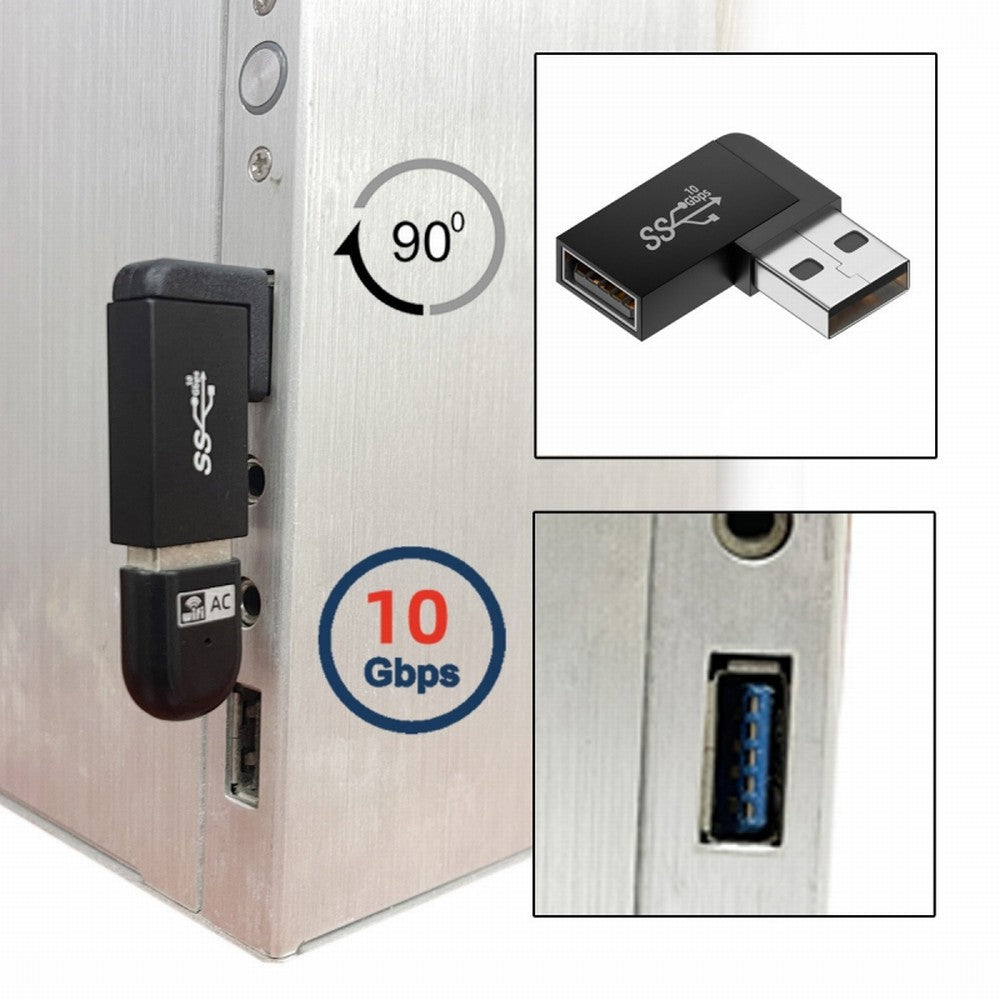 10Gbps USB3.0 Male to Female Extension Power Data Video Adapter 90 Degree Left Angled Type U3-018-LF