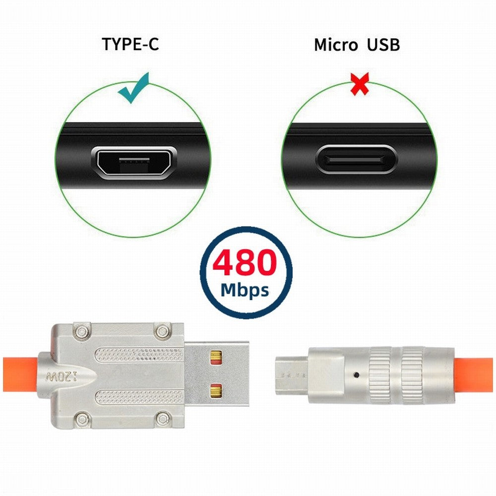 USB-A Type A to USB Micro 5Pin Liquid Silicone Ultra Soft Power USB2.0 Data Cable Fast Charge for Laptop Tablet Phone U2-089-OR-1.0M