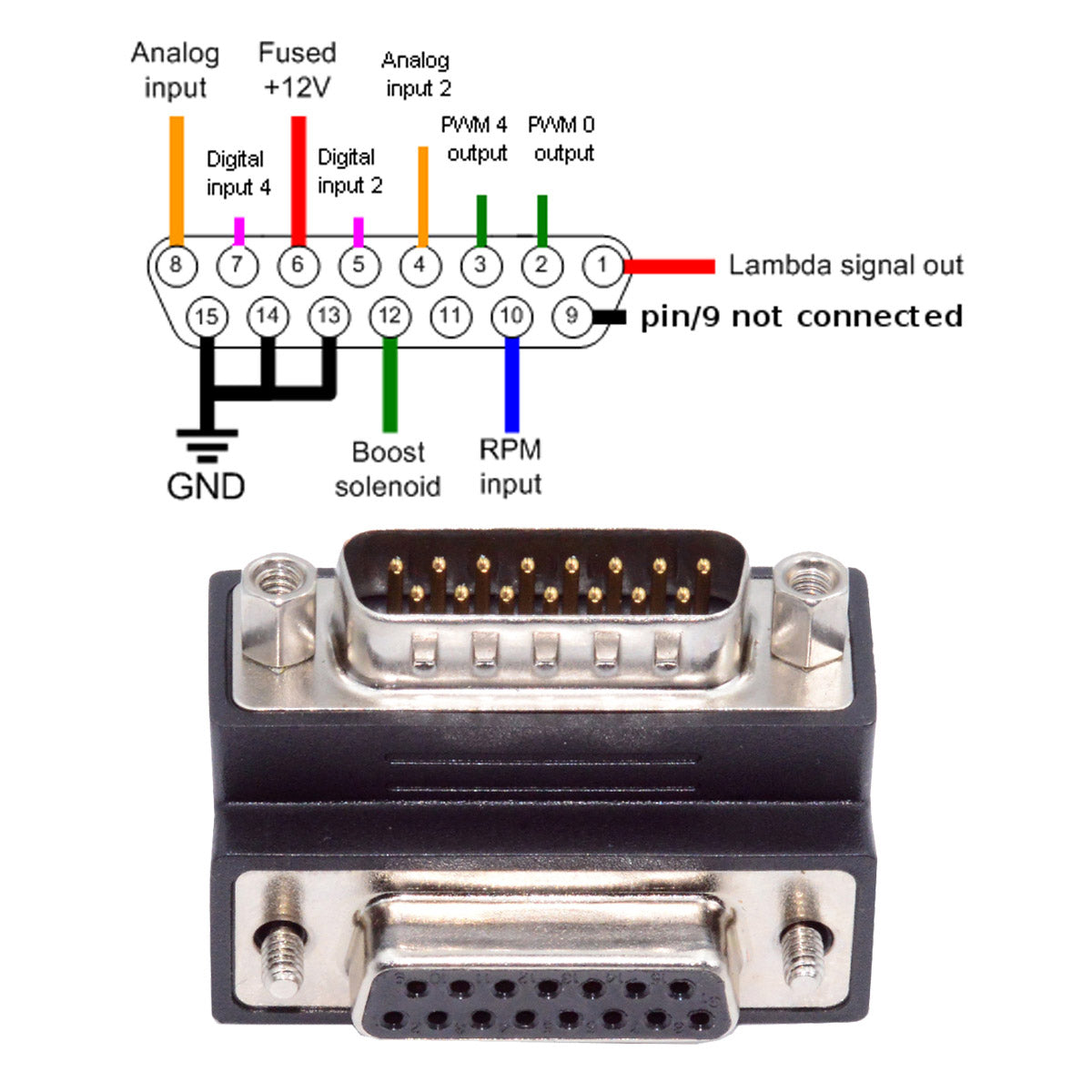 DSUB RS232 D-subminiature 15pin Male Nut to Female Screw Extension Adapter DB Connector Down 90 Degree Angled DB-017-DN