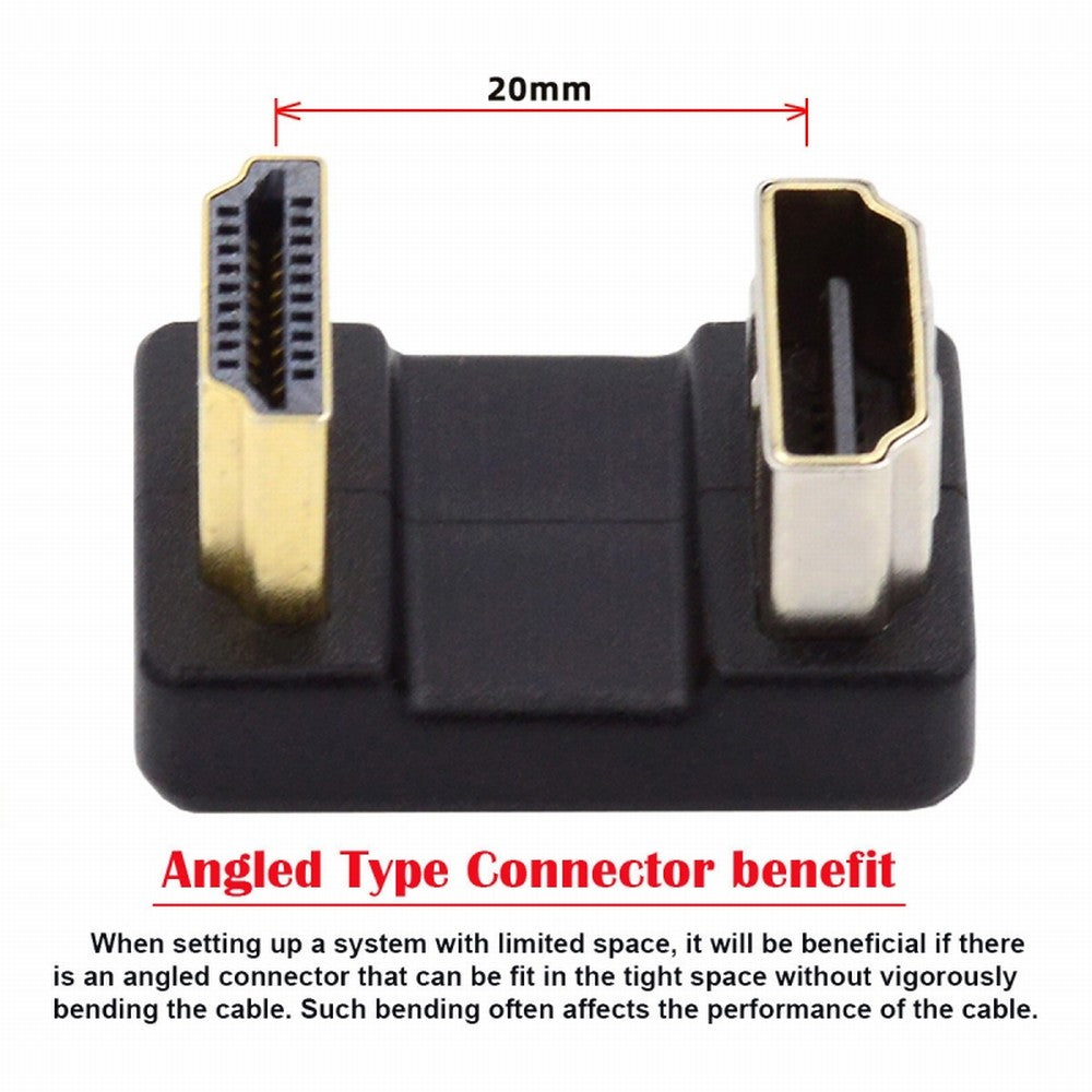 Standard HDMI 1.4 Male Type-A to HDMI Female Port Savers 360 Degree Up Opposite U Shape Back Angled Extension Adapter Converter HD-019-UP