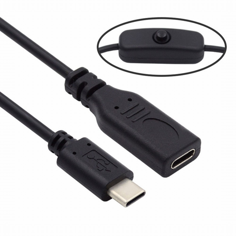 USB-C Cable with On Off Power Switch Button USB Type C Male to Female for Laptop Keyboard Raspberry Pi 4B UC-148