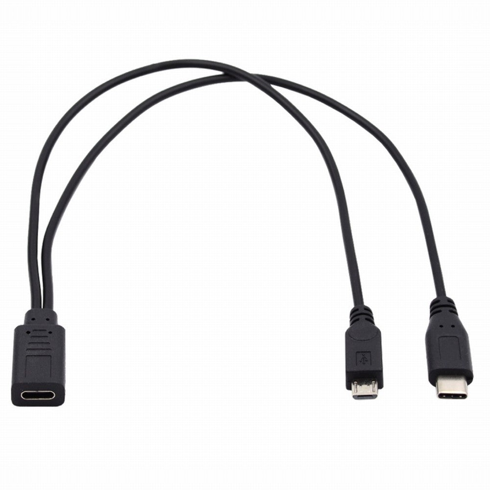 Type-C USB-C Female to USB-C Type C USB 3.1 & Micro USB Male Splitter Extension Charge Cable U2-069-TC001
