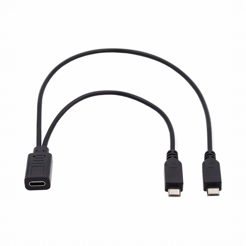 Type-C USB-C Female DC 5V to Dual Micro USB 5Pin Male Splitter Extension Charge Cable U2-069-TC003