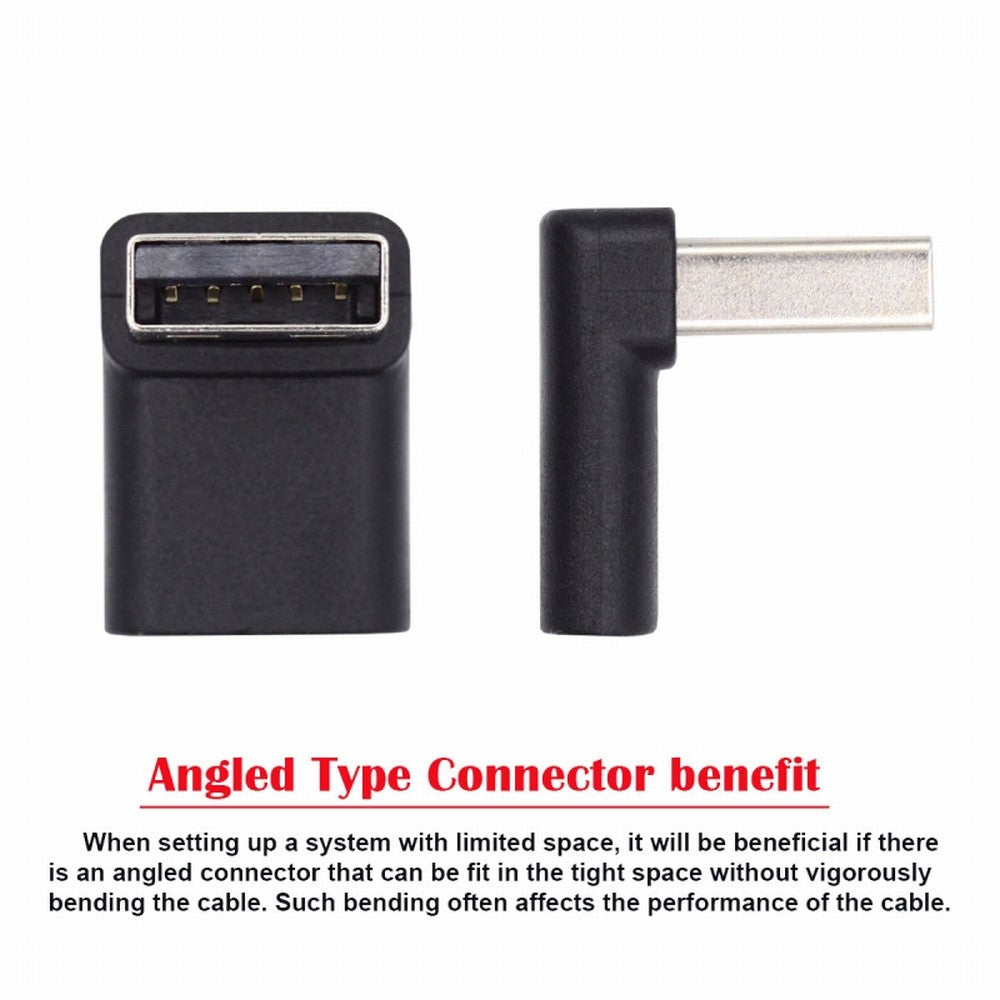 USB-C Type C Female 90 Degree Up Angled to USB 3.0 A Male Data Adapter for Laptop Desktop UC-067-UP