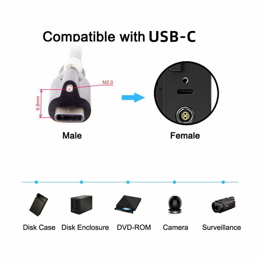 USB 3.1 Type-C Locking Connector to Standard USB3.0 Data Cable for Camera With Panel Mount Screw UC-045