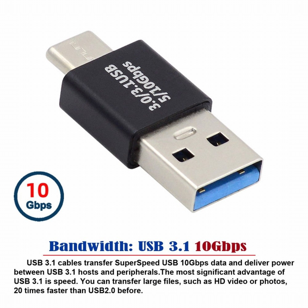 USB3.0 Type A Male to USB 3.1 Type C Male Data 10Gbps Charge Adapter for Laptop Phone UC-070-TC001