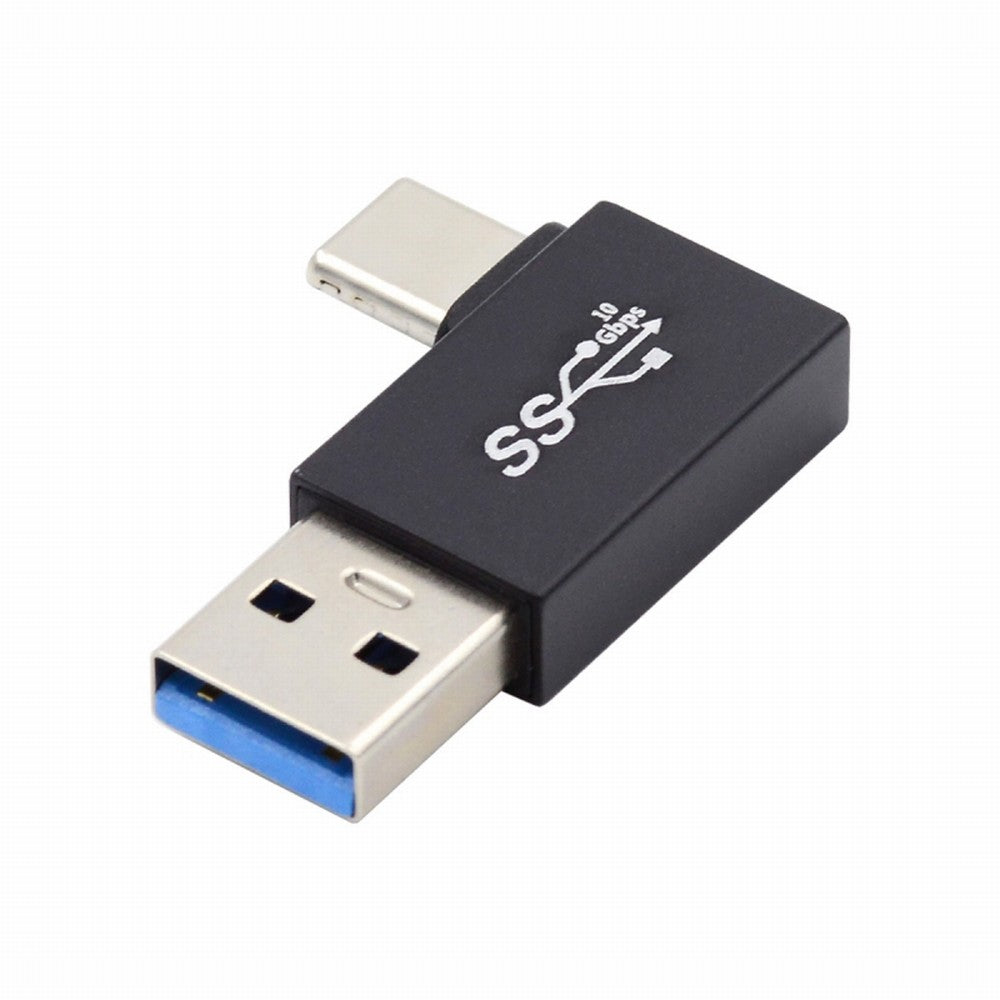 Right Angled USB3.0 Type A Male to USB 3.1 Type C Male Data 10Gbps Charge Adapter 90 Degree for Laptop Phone UC-070-TC003