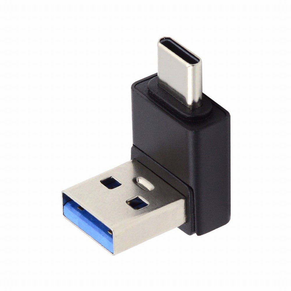 Up Angled USB3.0 Type A Male to USB 3.1 Type C Male Data 10Gbps Charge Adapter 90 Degree for Laptop Phone UC-070-TC005