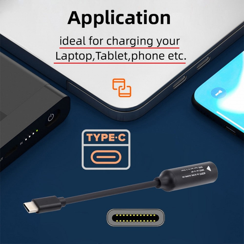 DC Jack 2.5x0.7mm Input to USB-C Type-C Power Plug Charge Cable for Laptop Phone PD9V 5V 20V UC-149-2507MM