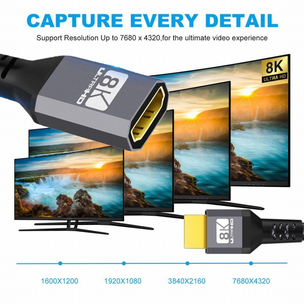 HDMI 2.1 UHD 8K Extension Cable Male to Female Ultra-HD 8K 60hz 4K 120hz Cable 48Gbs with Audio 3D HDMI Cord CC-HD-017