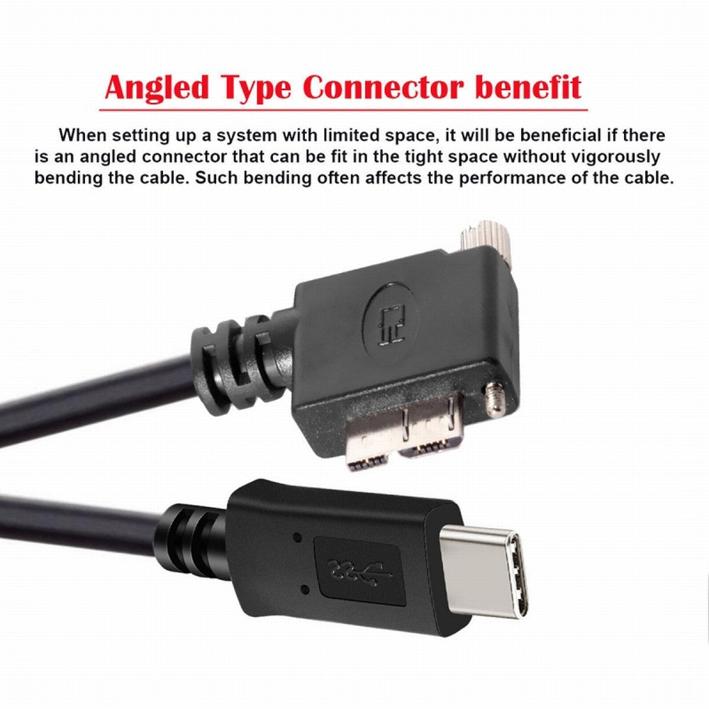 5Gbps USB-C Type-C Host to Micro USB3.0 Screw Mount 90 Degree Right Angled for Industrial Camera Storage UC-105-RI