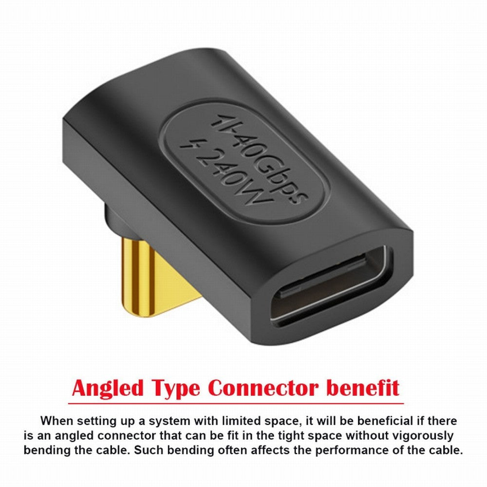 USB4 Type C Male to Female Extension 240W Power 40Gbps Data 8K Video Adapter Up Down Angled for NS Phone Laptop UC-103-UP