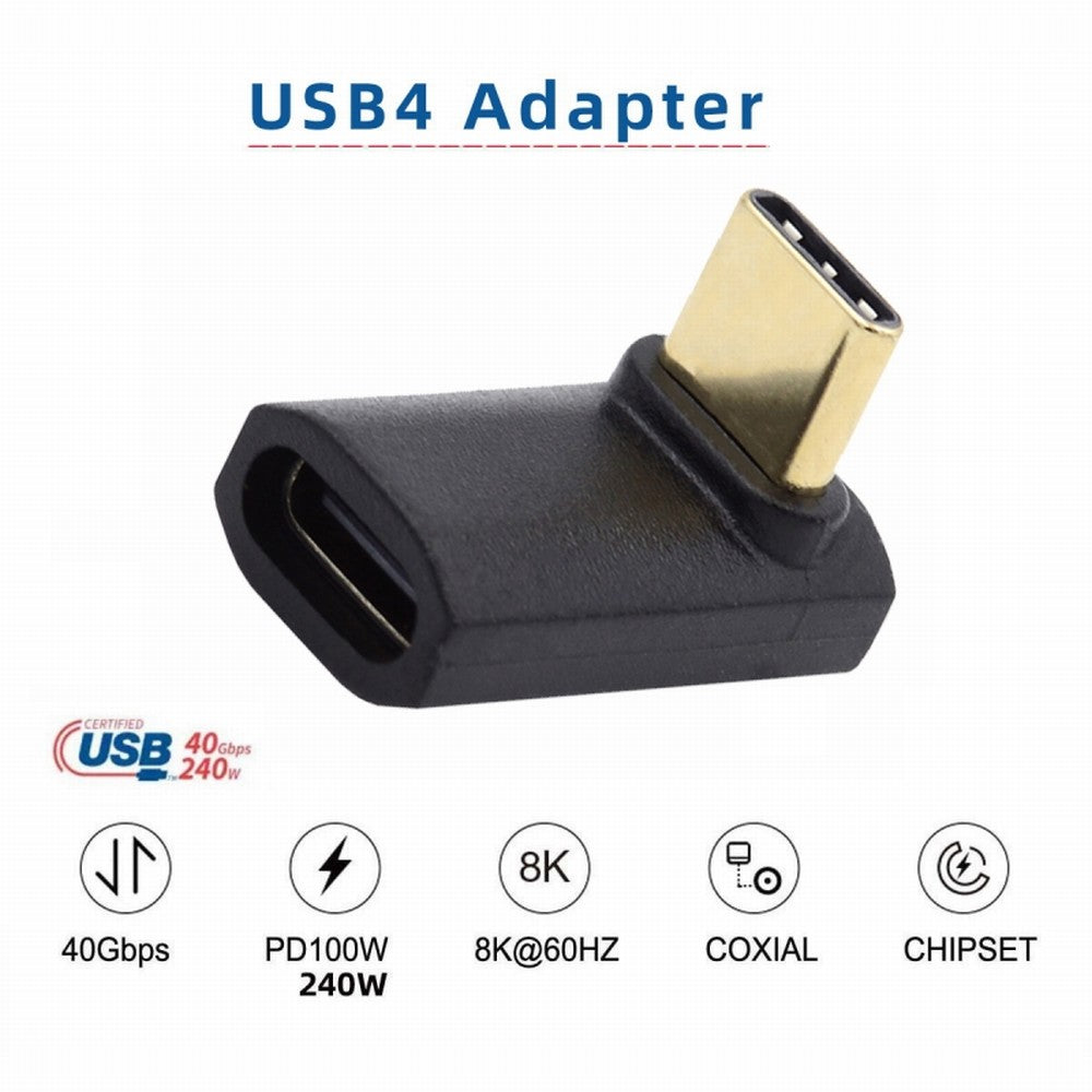 USB4 Type C Male to Female Extension 240W Power 40Gbps Data 8K Video Adapter Up Down Angled for NS Phone Laptop UC-103-UP