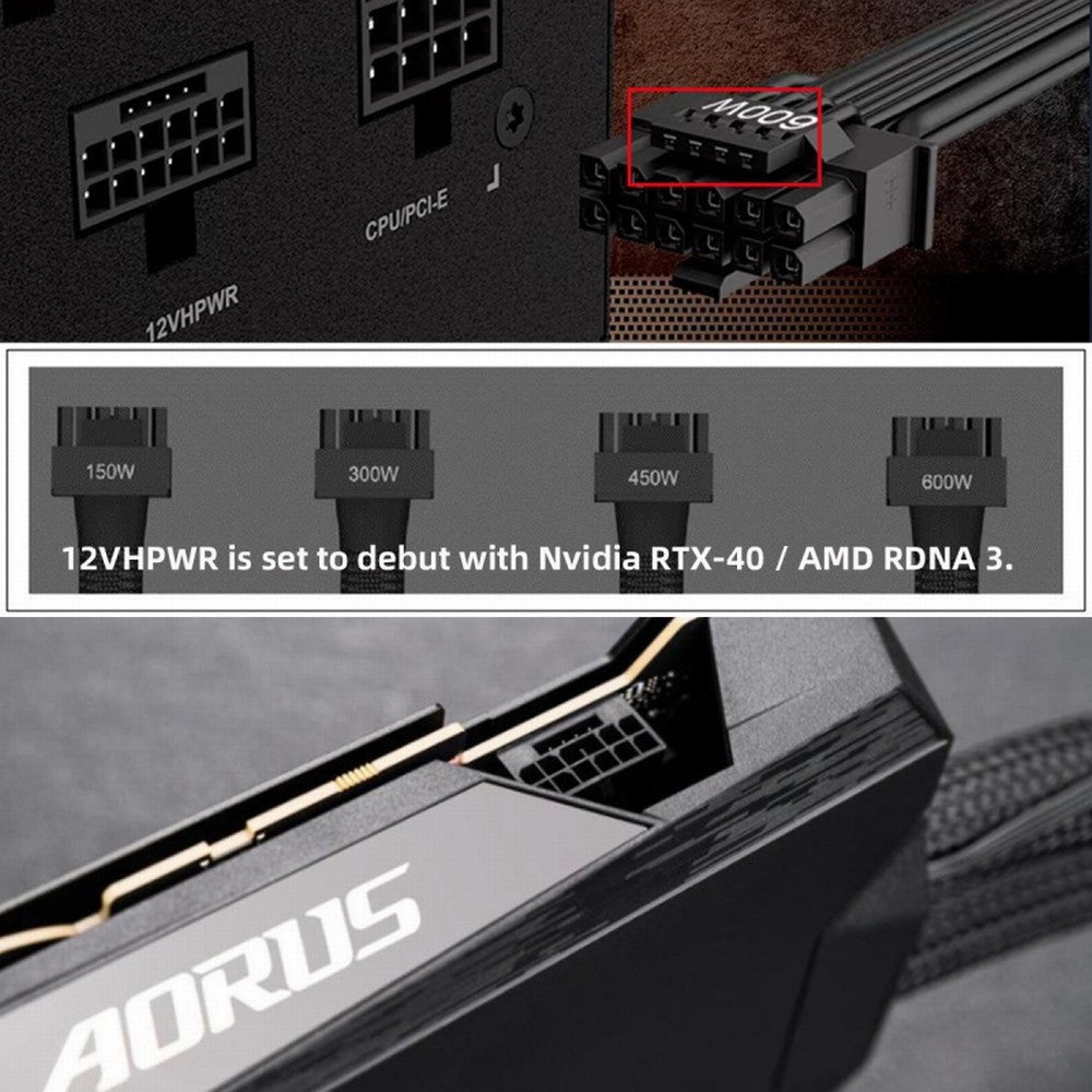 12VHPWR ATX3.0 PCI-E 5.0 Power Modular to Three ATX 8P Adapter for 4080 5090TI 16Pin 12+4P Graphics Card Up Angled 90 Degree PW-048-UP