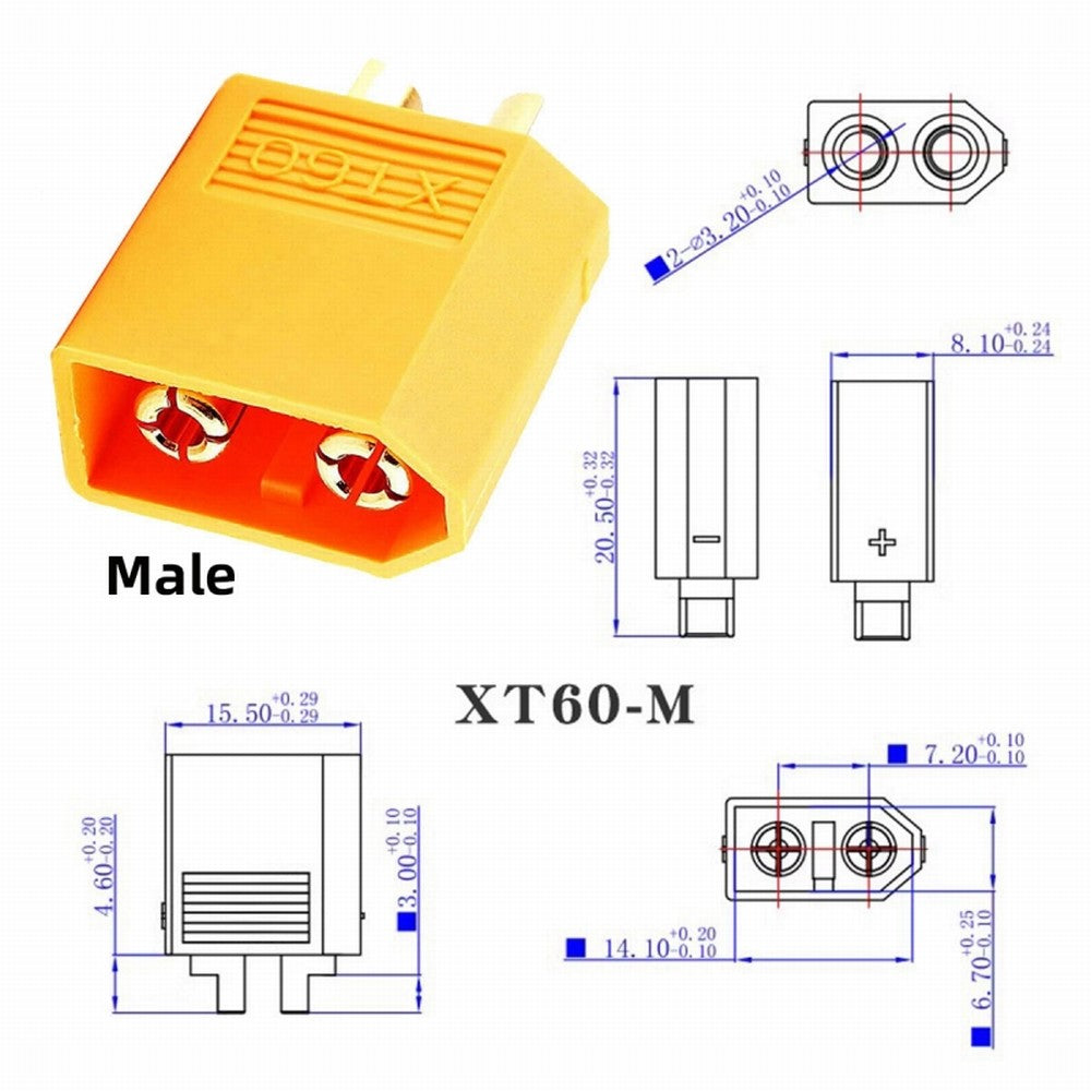 XT60 Male to Female 12AWG Extension Cable Connector for RC Battery Portable Power Station Solar Panel PW-052-MF