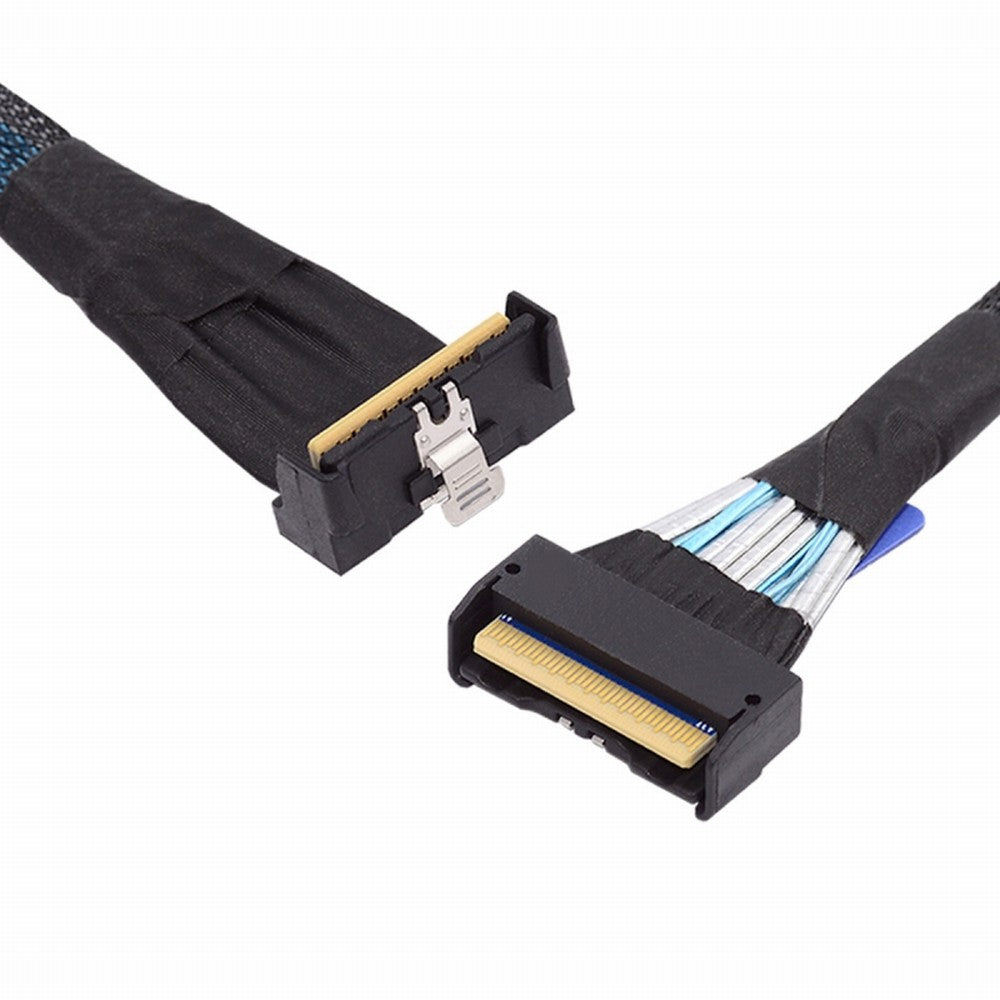 PCI-E 5.0 Mini Cool Edge IO MCIO Angled PCI-E 8i 74Pin Male to MCIO 74Pin Male Extender Cable 35cm SF-063-UP