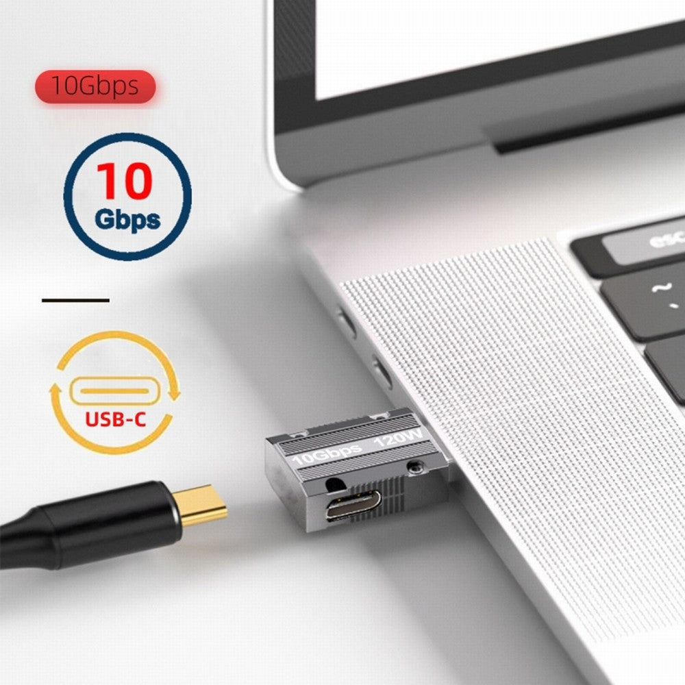 USB-C USB 3.1 Type C Female to USB 3.0 Type-A Male 90 Degree Left Angled Slim Type 10Gbps Data 120W Power Adapter Mecha Cyberpunk Style UC-029-TC004
