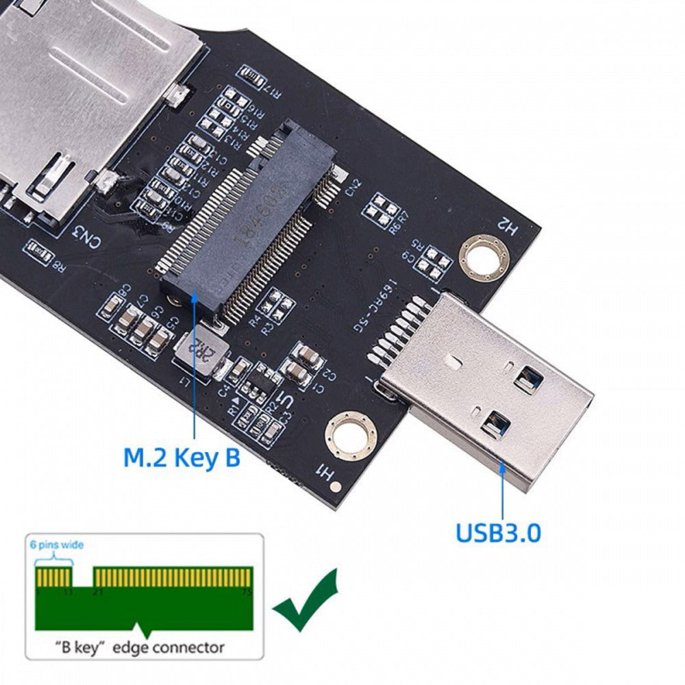 NGFF M.2 Key-B WWAN to USB 3.0 Adapter Riser Card w SIM Slot For 3G/4G/5G LTE Wireless Module Modem Card EP-026