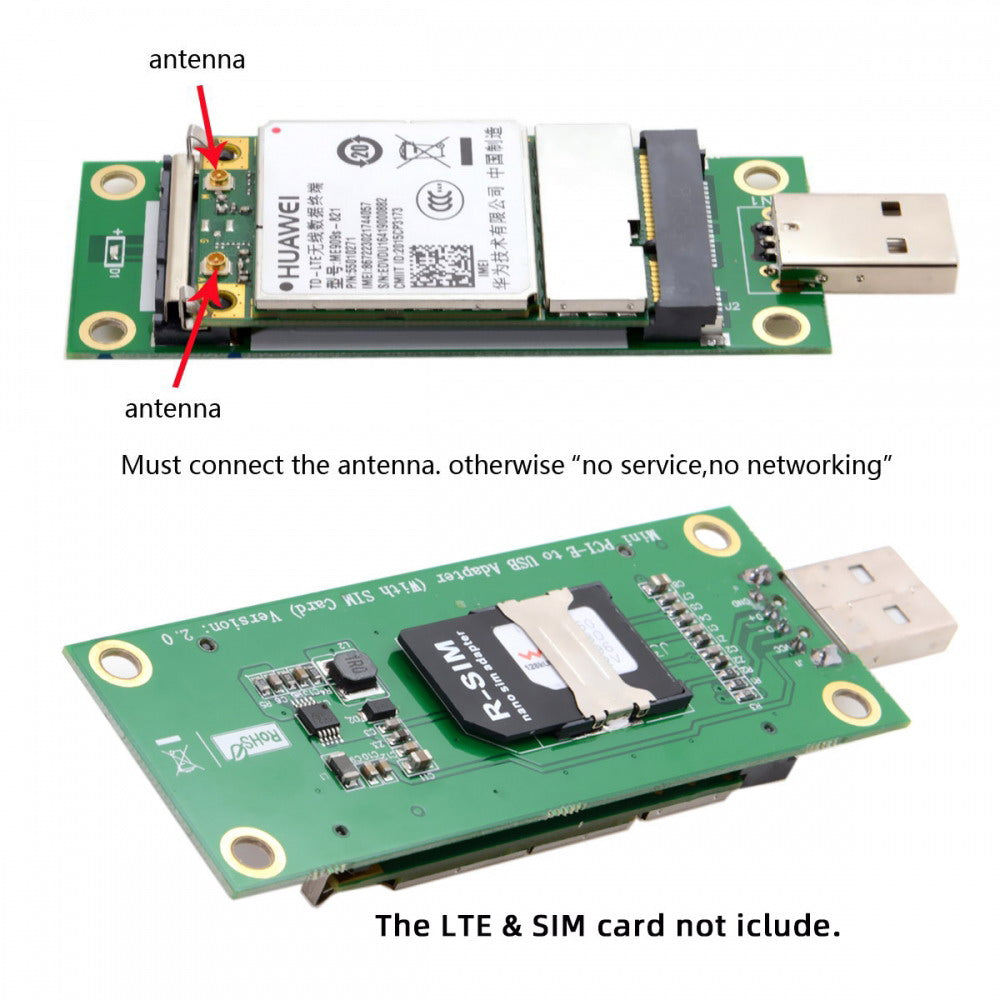 Mini PCI-E Wireless WWAN to USB Adapter Card with SIM Card Slot Module Testing Tools EP-042