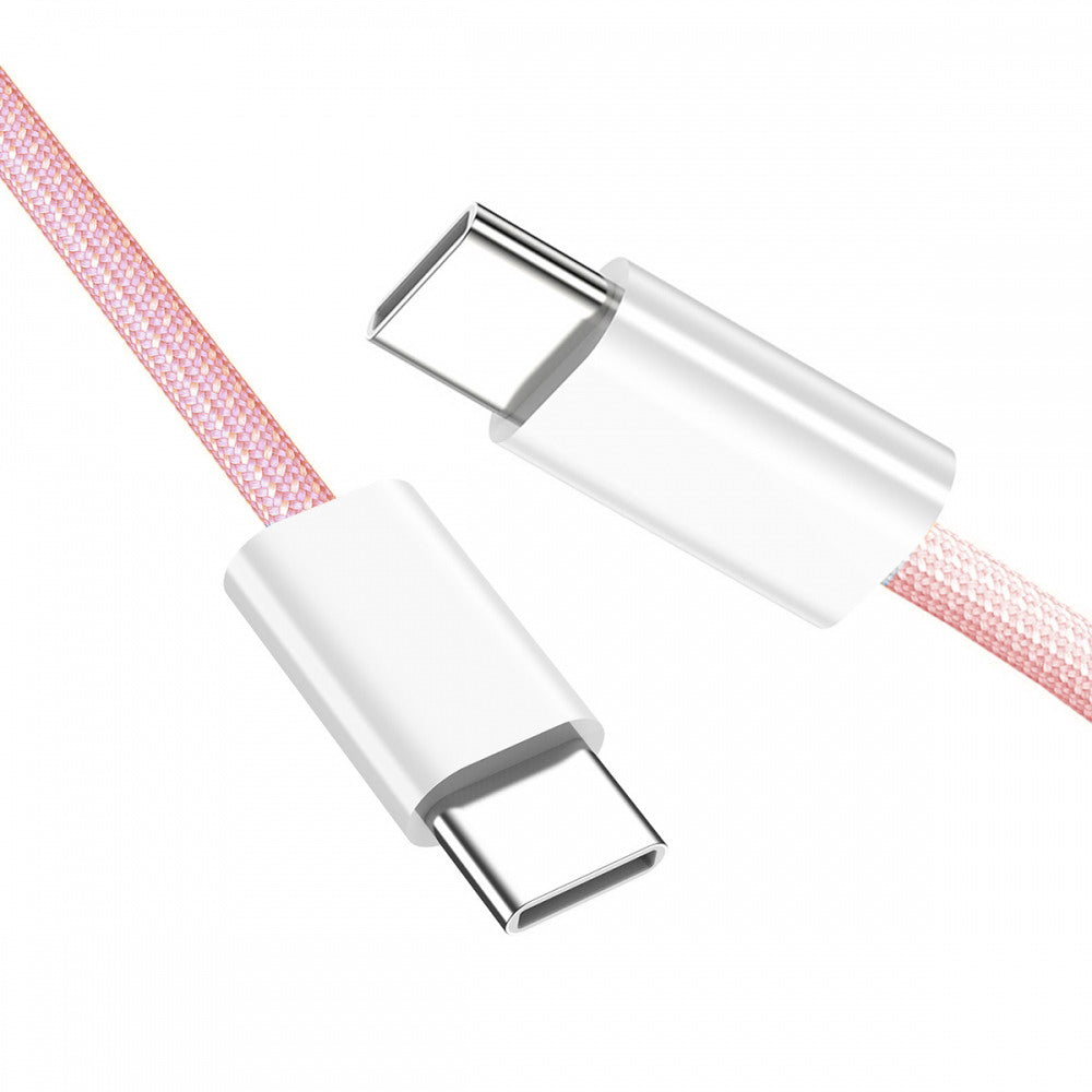 USB-C Type C Male to Male PD 27W 65W Power 480Mbps Data Cable Pink Sleeve for Phone & Tablet & Laptop UC-072-PL