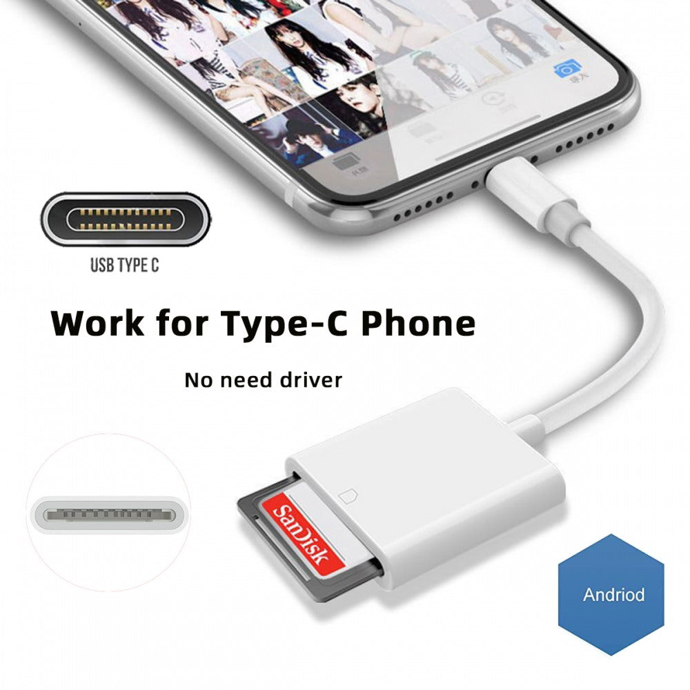 USB 2.0 Type C USB-C to Standard SD SDXC SDHC Card Reader Adapter Compatible with Macbook Laptop Tablet Phone UC-155-SD001