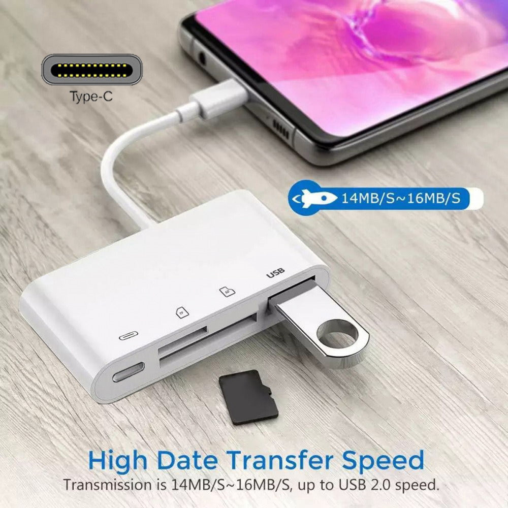 USB 2.0 Type C USB-C to TF Micro SD SDXC USB Female Card Reader PD 27W Adapter for Laptop Tablet Phone UC-155-SD004